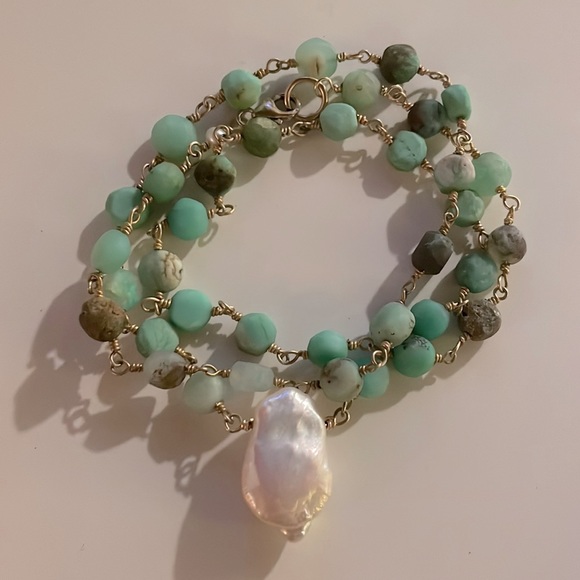 New design-Chrysoprase & Pearl necklace/bracelet - Picture 5 of 5